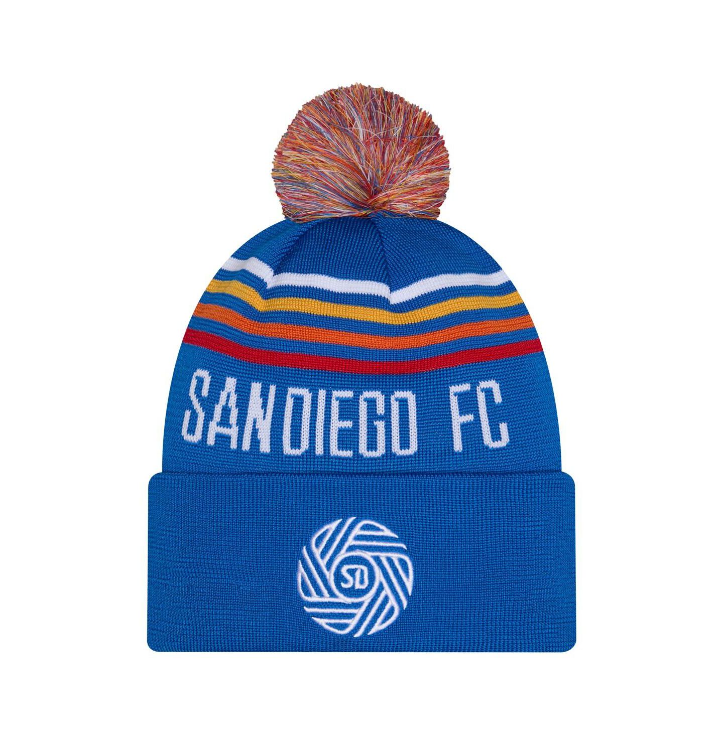 Мужские головные уборы New Era Royal San Diego FC 2026 Jersey Hook Cuffed Knit Hat with Pom — фото 1