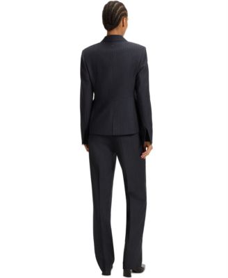 BOSS by Women's Striped Virgin Wool Slim-Fit Blazer