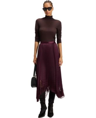 BOSS by Women's Satin Pliss&eacute; Pleats Skirt
