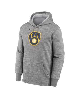 Men's Heather Gray Milwaukee Brewers Primary Logo Therma Hoodie