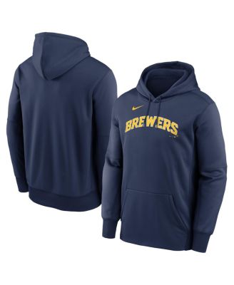 Men's Navy Milwaukee Brewers Primary Wordmark Therma Hoodie