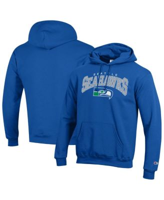 Men's Royal Seattle Seahawks Powerblend Arch over Logo Hoodie