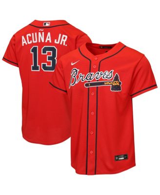 Big Boys and Girls Ronald Acu&ntilde;a Jr. Red Atlanta Braves Alternate 2 Replica Jersey