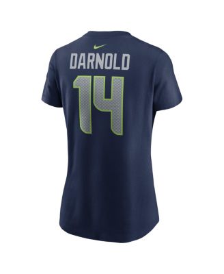 Women's Sam Darnold College Navy Seattle Seahawks Super Bowl LX Patch Name & Number T-Shirt