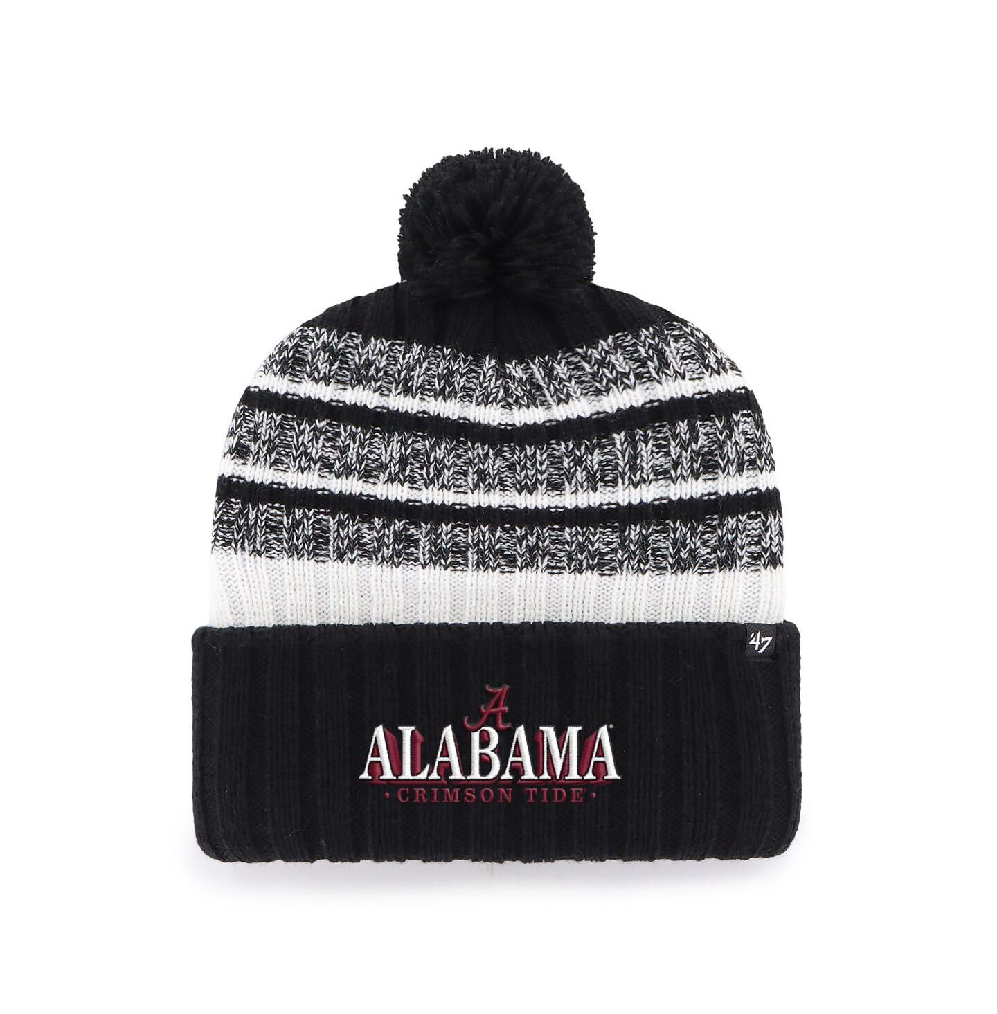 Мужская шапка '47 Brand Black Alabama Crimson Tide Tavern Cuffed Knit Hat with Pom — фото 1