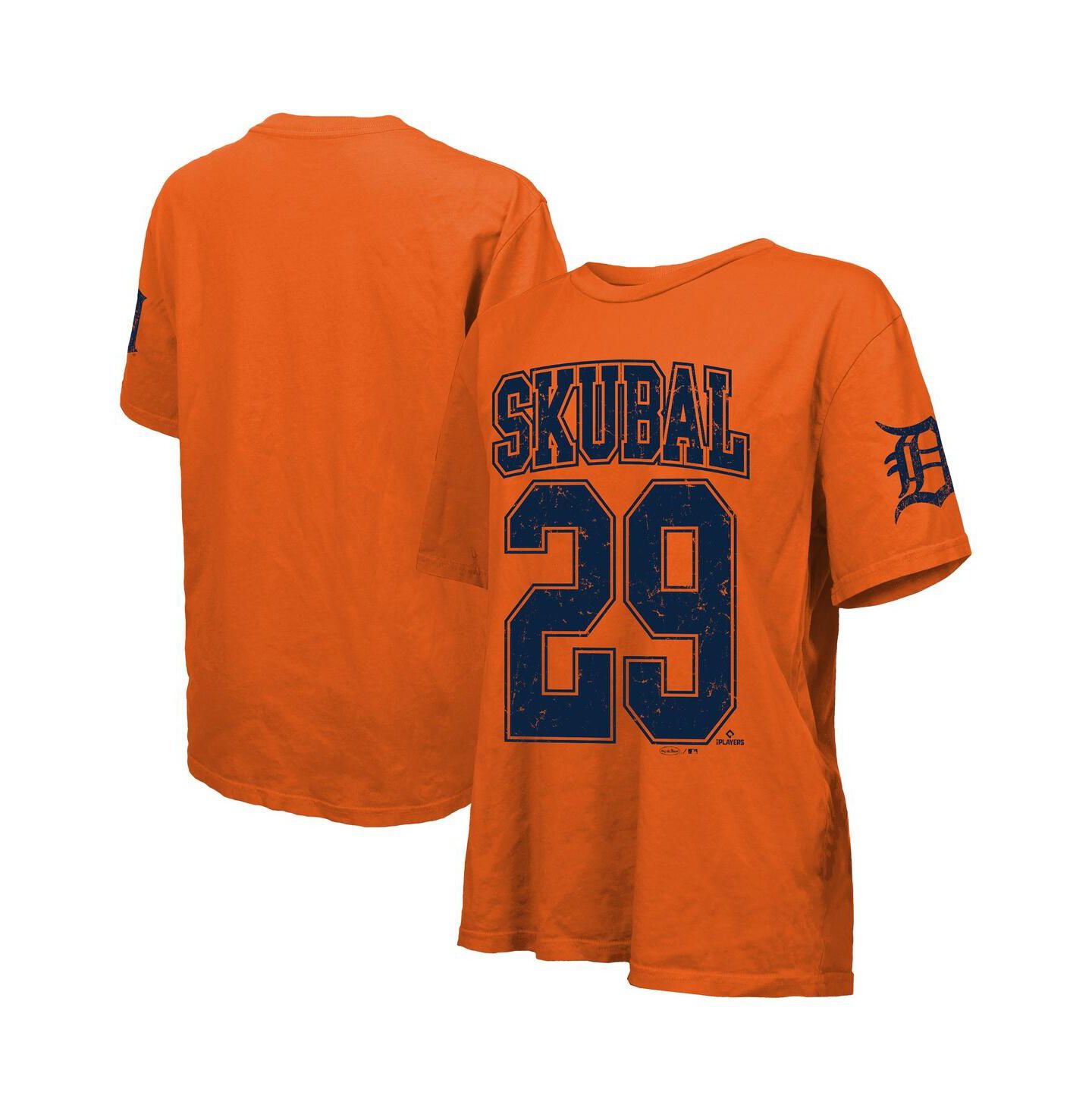 Женская футболка Majestic Threads Tarik Skubal Orange Detroit Tigers Oversized Name & Number — фото 1