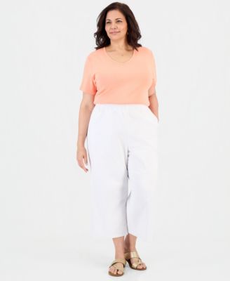 Style & Co Plus Size Pull-On Cropped Wide-Leg Pants
