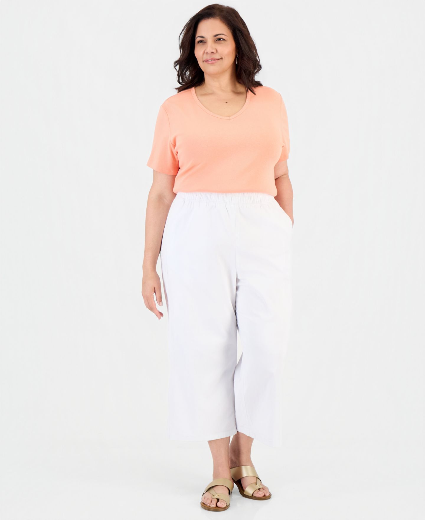 Женские брюки Style & Co Pull-On Wide-Leg Capri, цвет: Яркий белый — фото 3