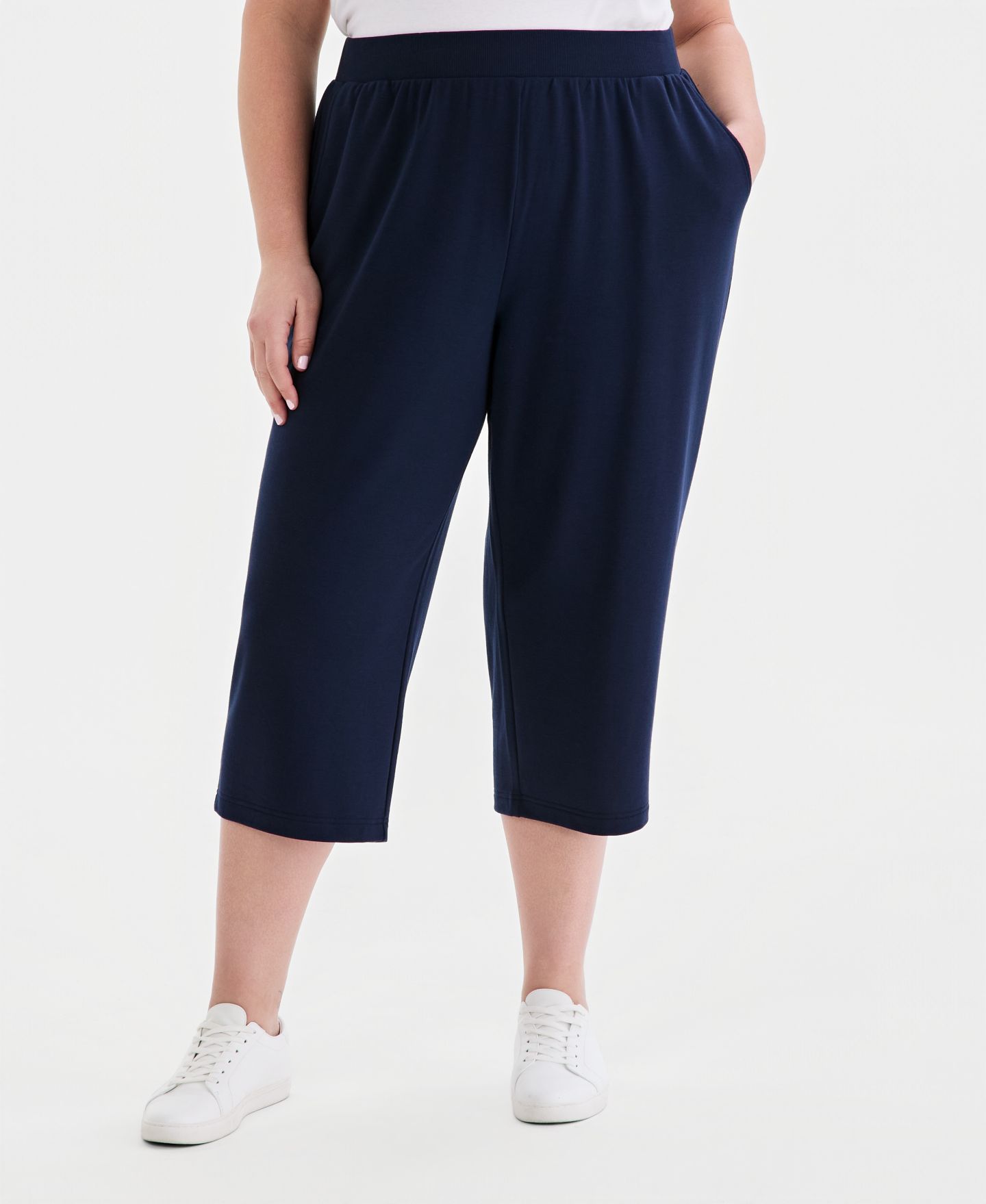Женские брюки Style & Co Plus Size LuxLounge French Terry Capri, цвет: Синий — фото 3