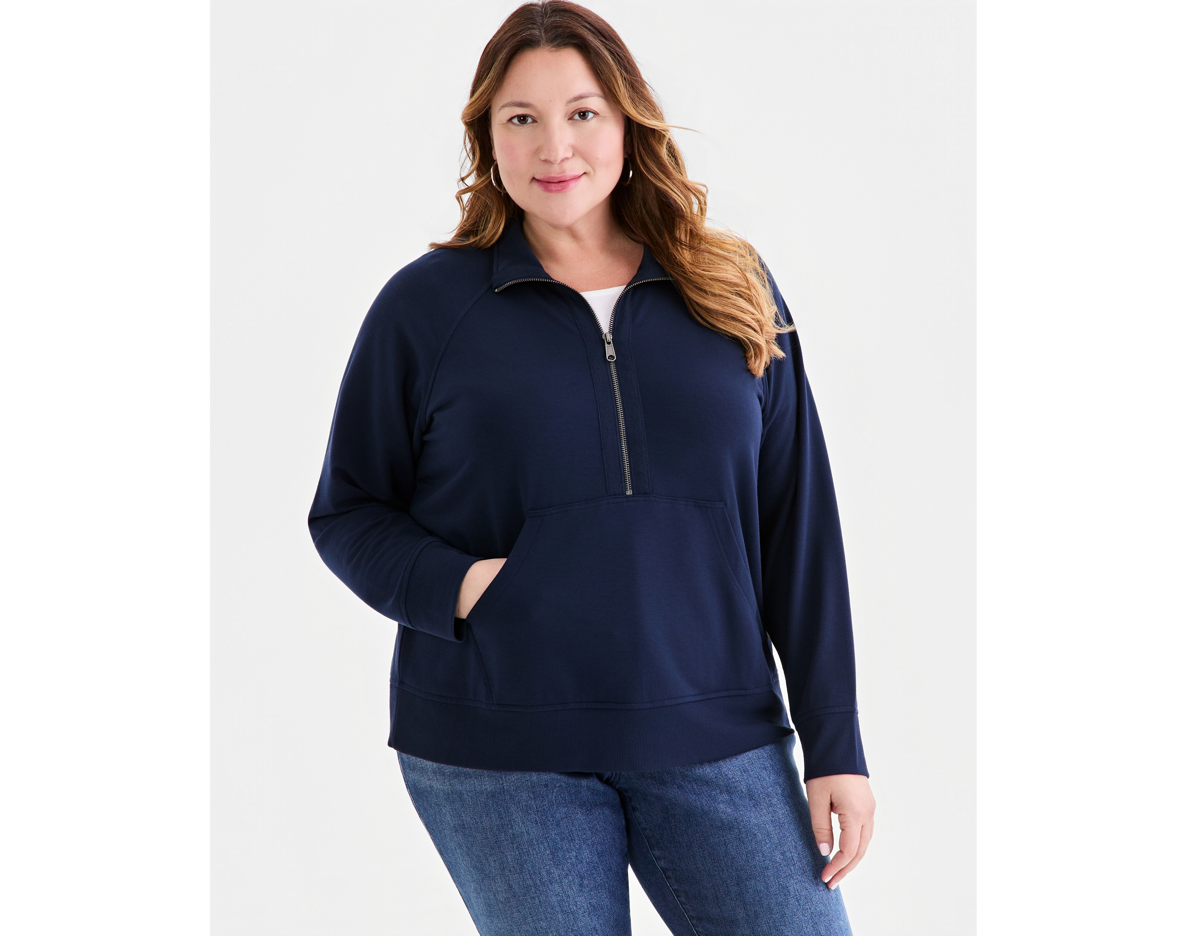 Style & Co Plus LuxLounge French Terry Half-Zip Sweatshirt, Macy's Exclusive