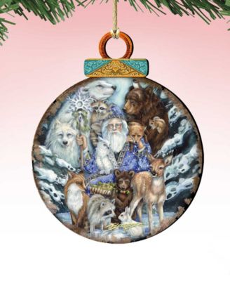 Gather In Peace Father Winter Animals Holiday Ornaments, Set of 2