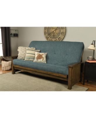 Washington Frame-Rustic Walnut Finish-Linen Aqua Mattress