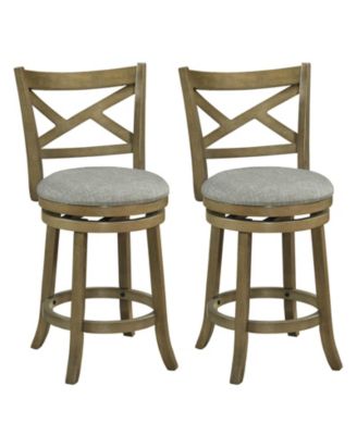 Swivel Bar Stools Set of 2 Counter Height Chairs with Hollow Back Soft-padded Seat