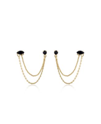 Double Piercing Chain Dangle Earrings