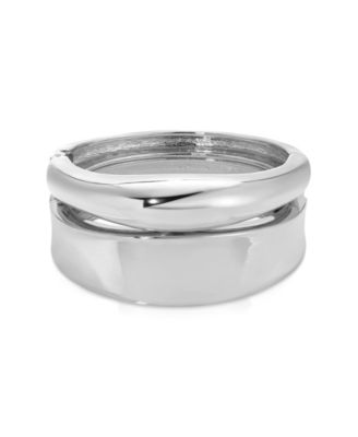 Double Golden Bangle Bracelet Set