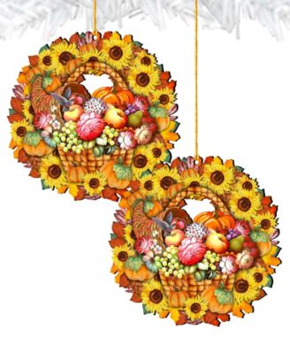 Cats Wreath Holiday Ornaments, Set of 2