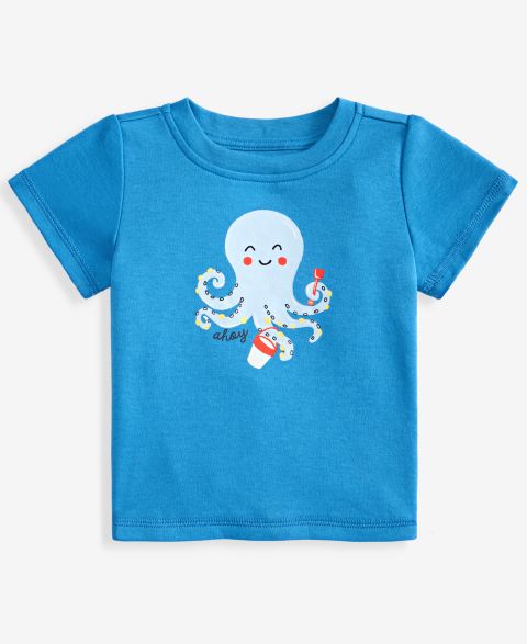 Футболка First Impressions Mix & Match Octopus T-Shirt для мальчиков-малышей, цвет: Синий