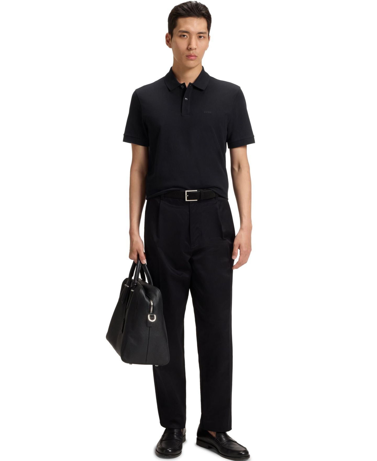 Мужское поло Hugo Boss Cotton Regular-Fit Polo Shirt, цвет: Чёрный — фото 4