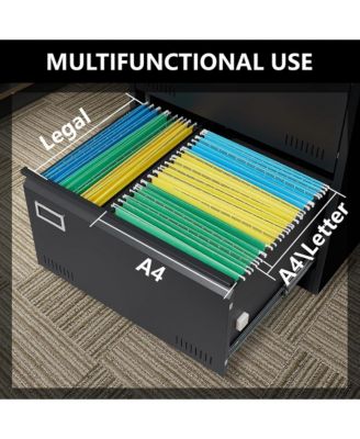 2 Drawer Lateral File Cabinet with Lock, Home Office Metal Filing Cabinet for Letter/Legal/A4/F4 Size