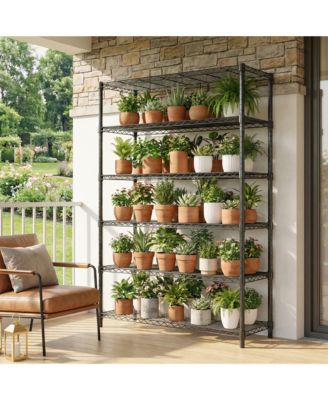 6 Tiers Storage Shelves - Heavy Duty Metal Wire Shelving Unit, Adjustable Storage Rack for Garage, Warehouse, 2100 lbs Capacity