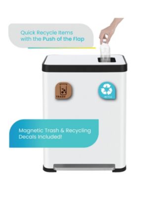 19 Gallon Stainless Steel Dual Trash and Recycling Can with CleanAura Odor Control and Soft Close Lid