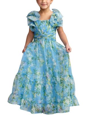 Big Girls Chiffon Ruffle Shoulder Dress