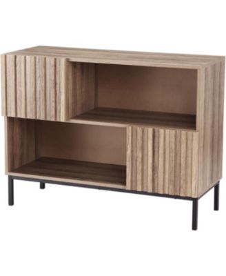 Farmhouse Entryway Table with Storage Shelves & Metal Legs - Wooden Sideboard Buffet Cabinet, Sofa Table for Living Room, Dining Room