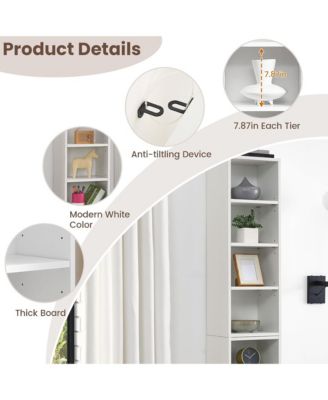 8-Tier Tall Narrow Bookshelf, Slim Storage Cabinet & Display Bookcase with Adjustable Shelves for Living Room, Office