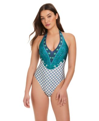 Women's V-Neck Printed V-Neck One-Piece Swimsuit