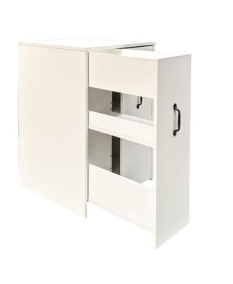 3 Tier Wooden Floor Standing Bookcase with Slide-Out Drawer and Dustproof Mobile File Cabinet, Hidden Storage for Living Room, Office