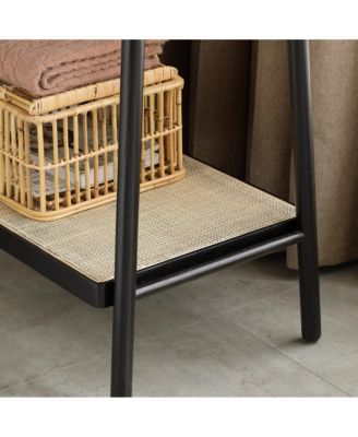 Trapezoid Solid Oak Wood Clothes Rack, Standing Garment Racks with Shelves for Hanging Clothes