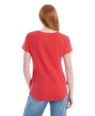 Women's V-Neck Henley Short Sleeve Tee