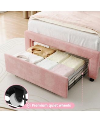 Twin Velvet LED Princess Bed with Drawer