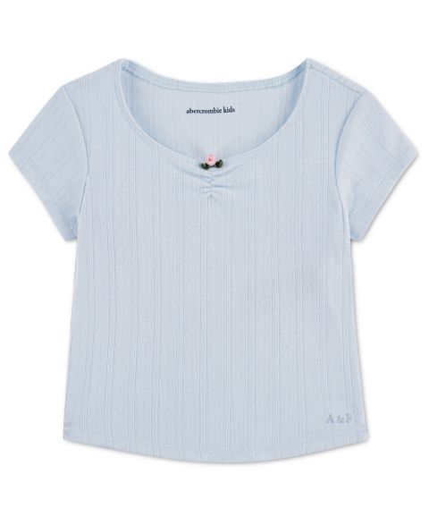 Футболка abercrombie kids Scoop Neck T-Shirt для девочек-малышей, цвет: Синий