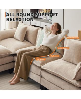 112" Modular Sectional Sofa, L-Shape Cloud Couch/Deep Seat/Armrest/Plush Corduroy Fabric, No Assembly Required, Space-Saving