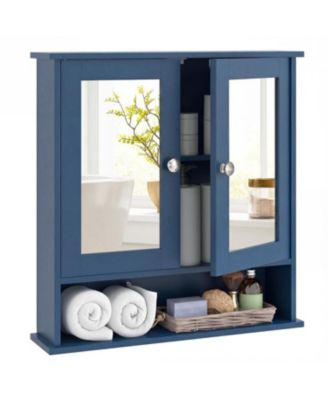 Wall Mounted Mirror Cabinet with Storage Shelf and Doors