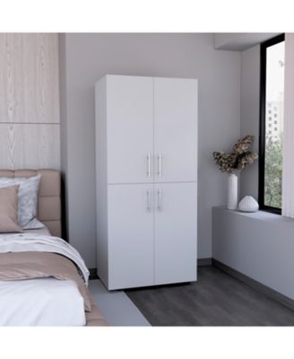 70inch Hazel Armoire 4-Door 6 Shelves 2 Hanging Rods Closet Cabinet