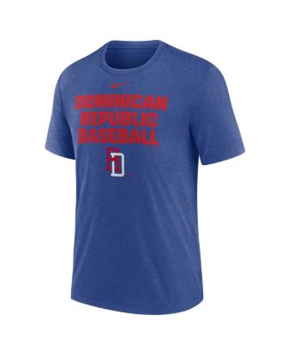 Men's Heather Blue Dominican Republic Baseball 2026 World Baseball Classic Stacked Tri-Blend T-Shirt