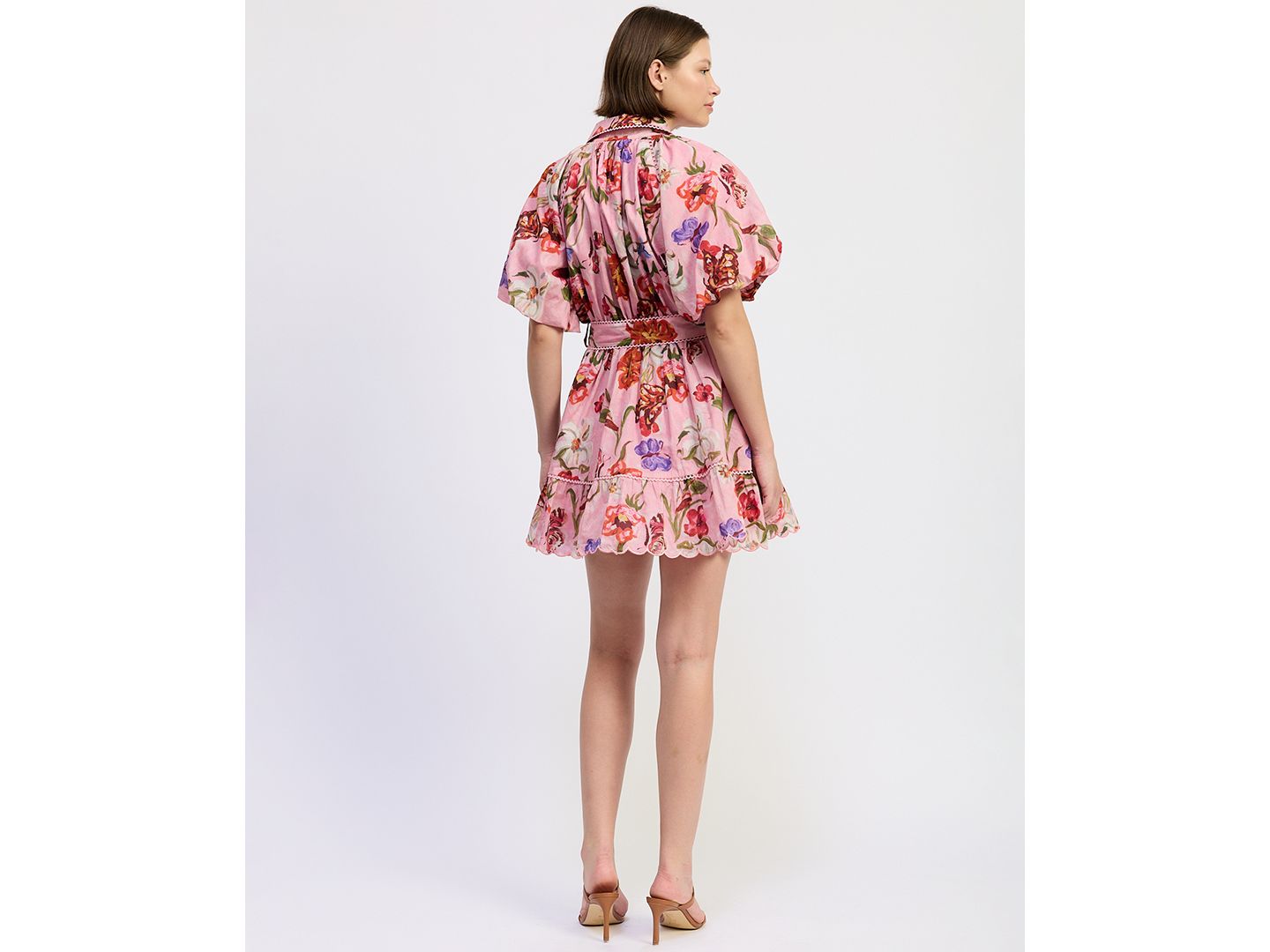 Женское платье En Saison Short-Sleeve Collared Mini, цвет: Розовый красный оливковый — фото 4