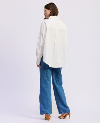 Women's Long-Sleeve Oversized Collared Shirt