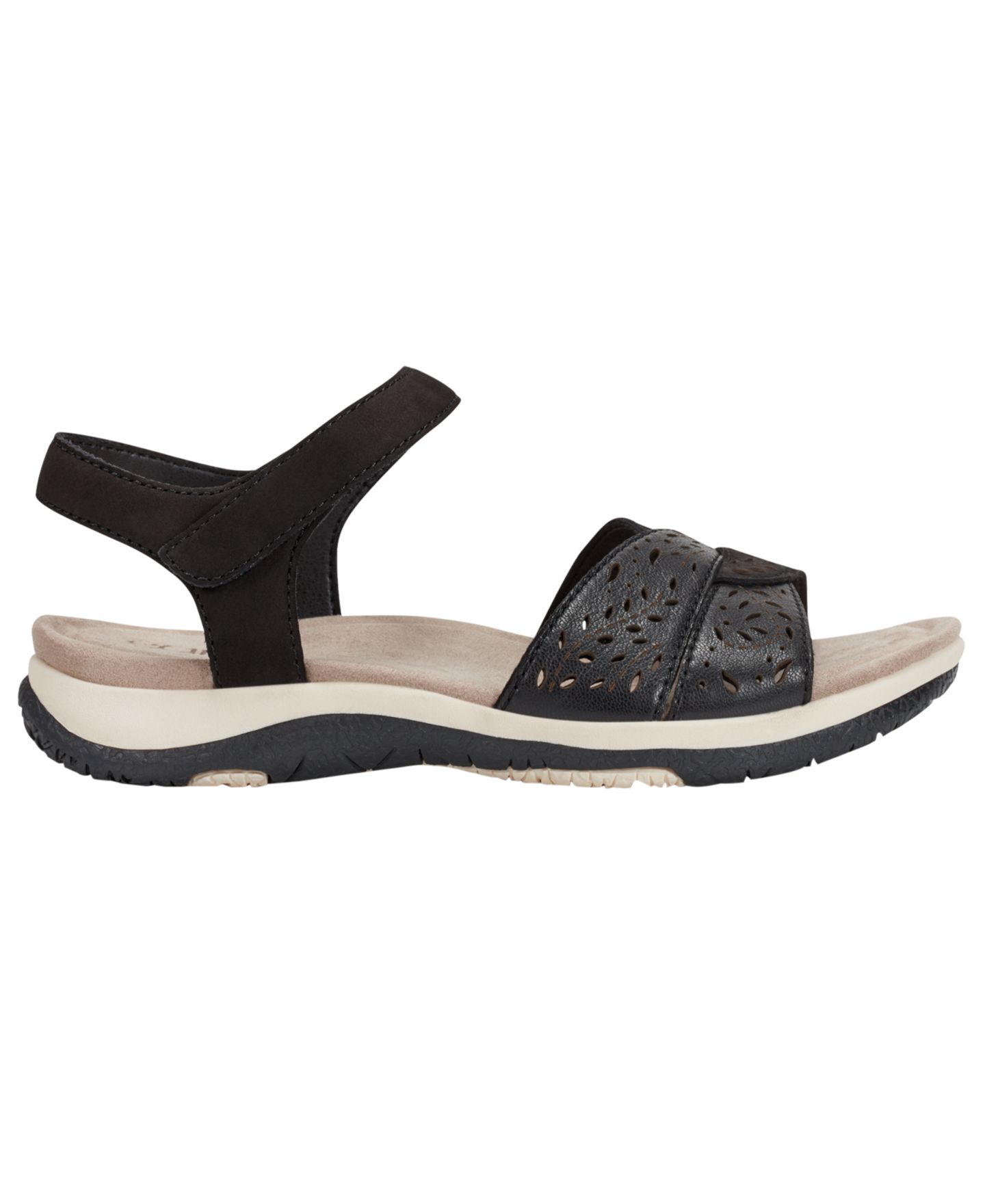 Женские сандалии Earth Sylo Perforated Leather Flat, цвет: Чёрный кожаный — фото 2