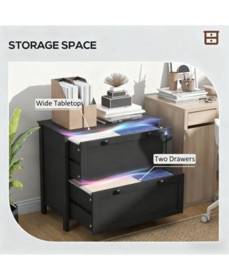 File Cabinet, Lateral Locking Filing Cabinet with 2-Drawer and Adjustable Hanging Bar for Letter/A4/Legal, Home Office Storage Cabinet