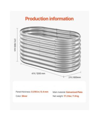 4x2x2 ft Oval Metal Raised Garden Bed Galvanized Steel