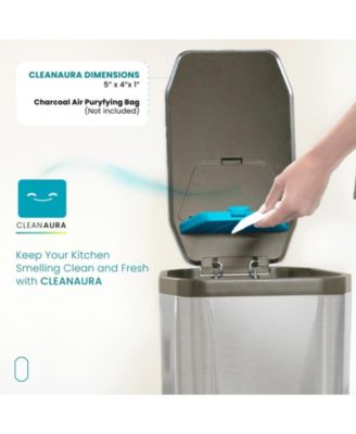 13 Gallon Slim Stainless Steel Kitchen Trash Can with Clean Aura Odor Control and Soft Close Lid