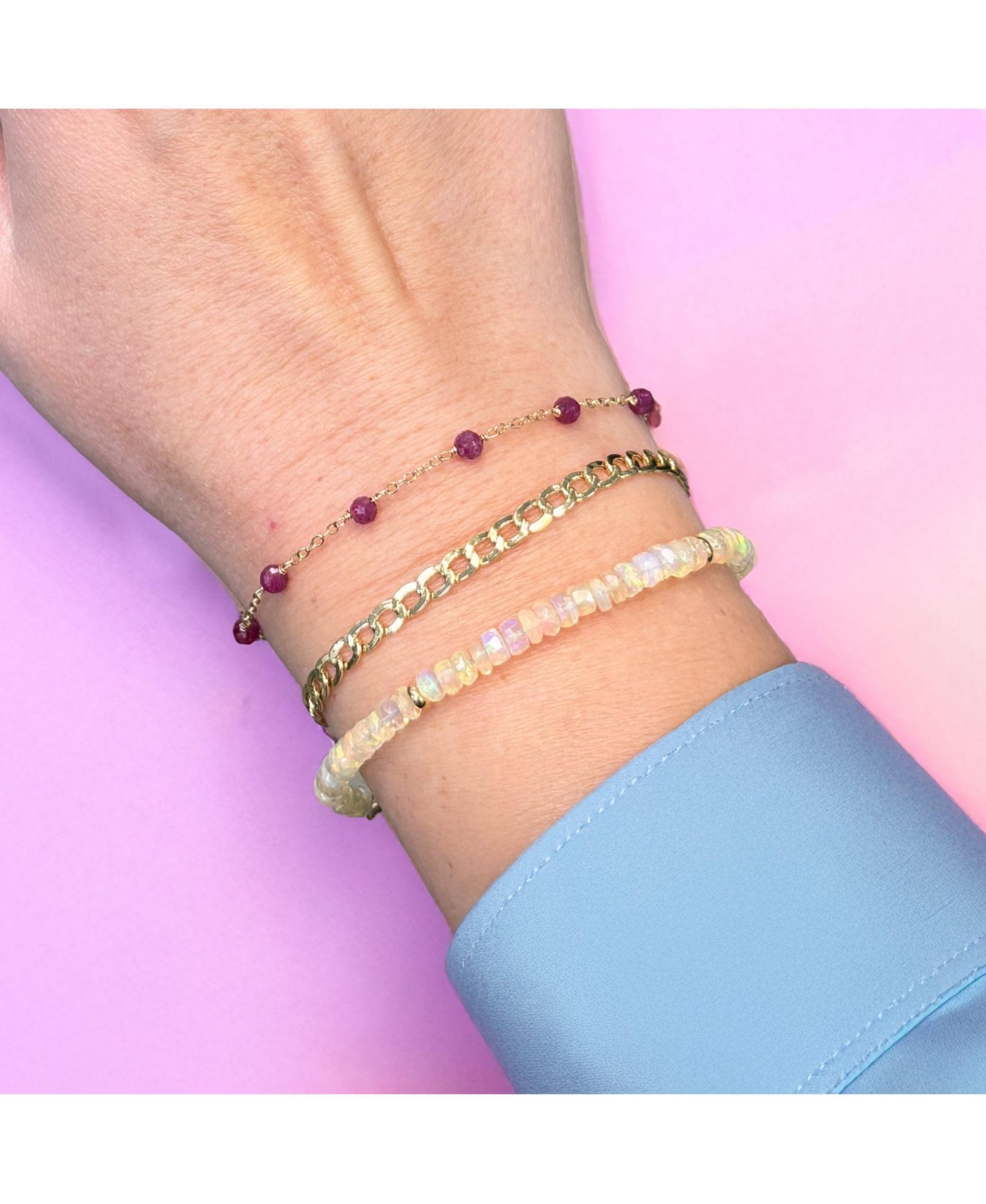 The Lovery Ruby Bead Chain Bracelet