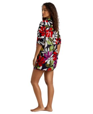 Women's Printed Swim Shirt and Shorts, 2-Pc. Set