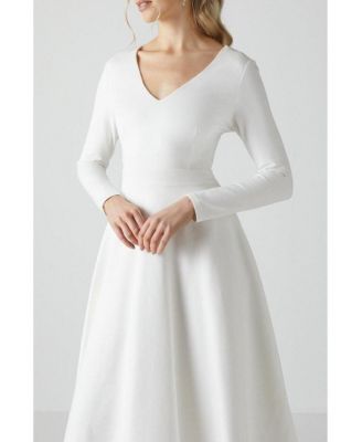 Women's V Neck Full Skirt Midi Dresses