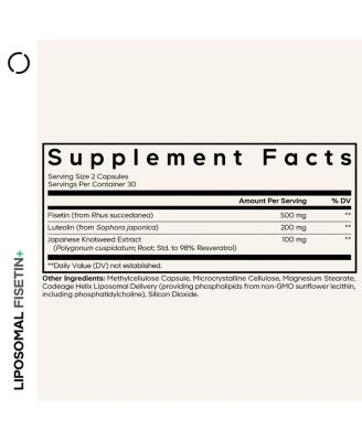 Liposomal Fisetin 500mg - Resveratrol, Luteolin, Polyphenol Flavonoids - Non-GMO - 60 Capsules