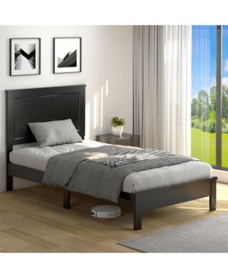 Size Bed Frame Platform Slat High Headboard Bedroom Rubber Wood Leg