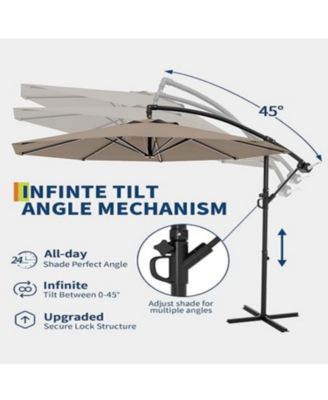 10ft Cantilever Hanging Patio Umbrella with Crank & Cross Base
